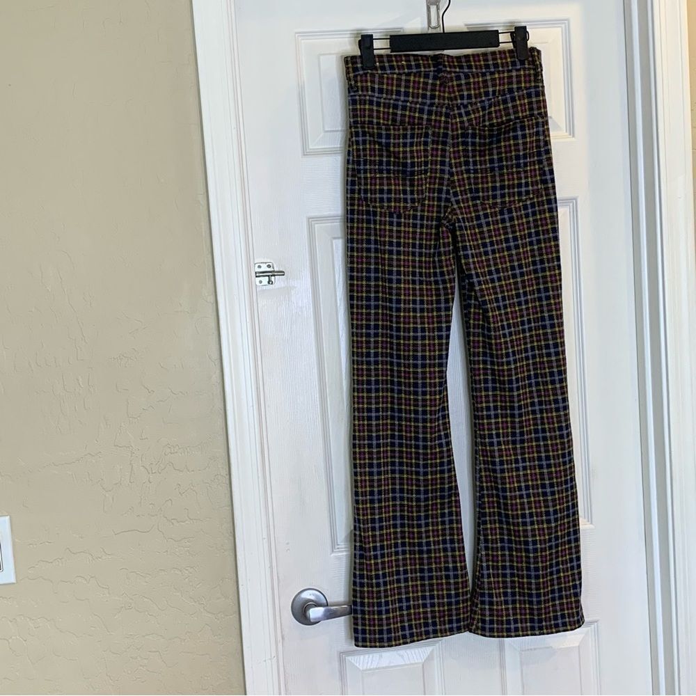 American Eagle Knit High-Waisted Kick Boot Plaid Pant Size 2 - Picture 4 of 9